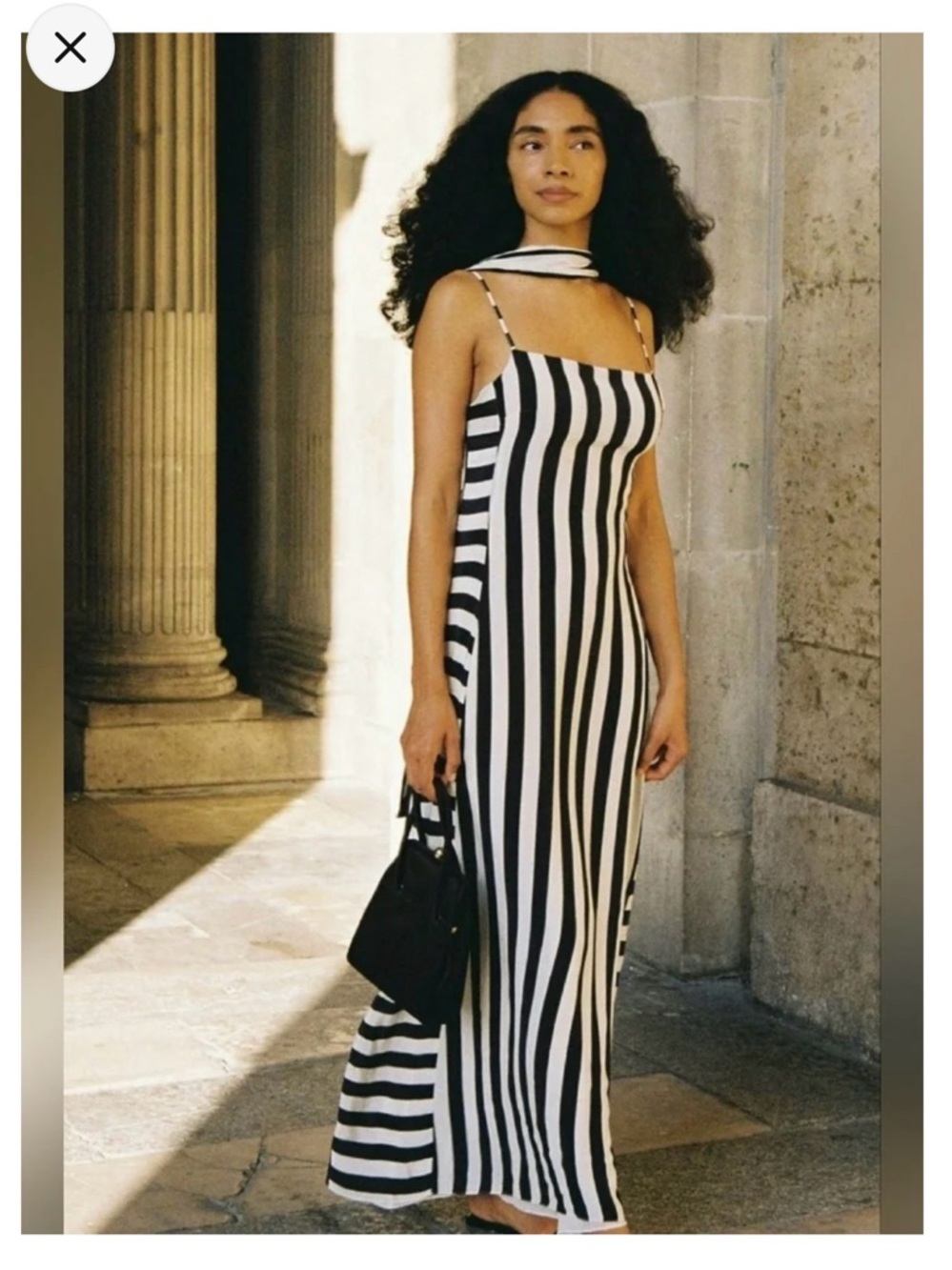 Posse Black and White Vertical Stripe Maxi Dress NWT